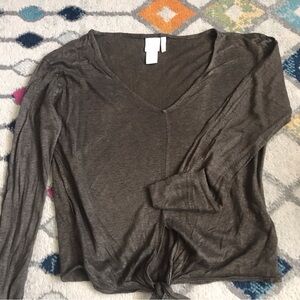 H&M Women’s Dark Brown Long Sleeve V-Neck Top